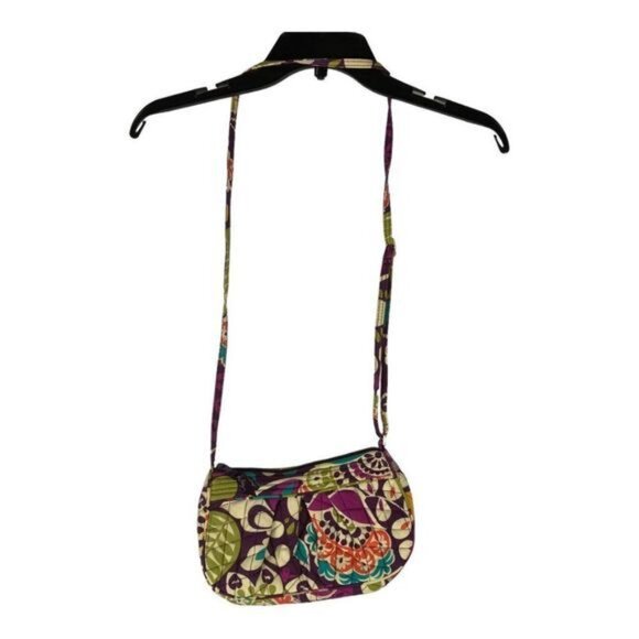 Vera Bradley Quilted Floral Adjustable Crossbody Bag Purple Multicolor Cotton - Picture 1 of 6
